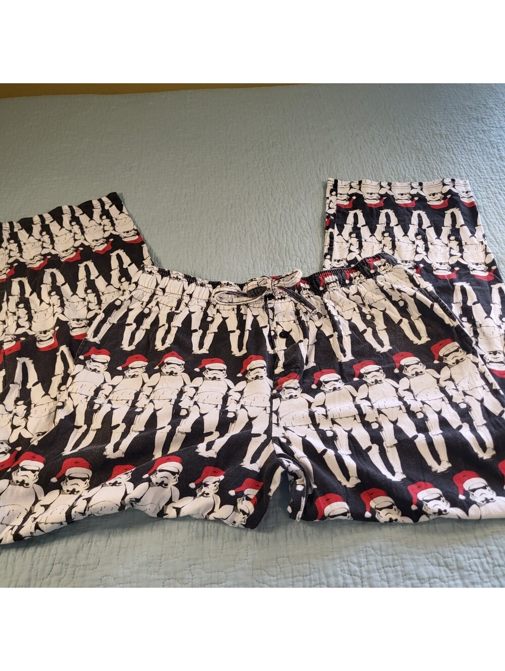 Star Wars Stormtrooper Santa Pajama Pants men's size LG elastic tie pull up